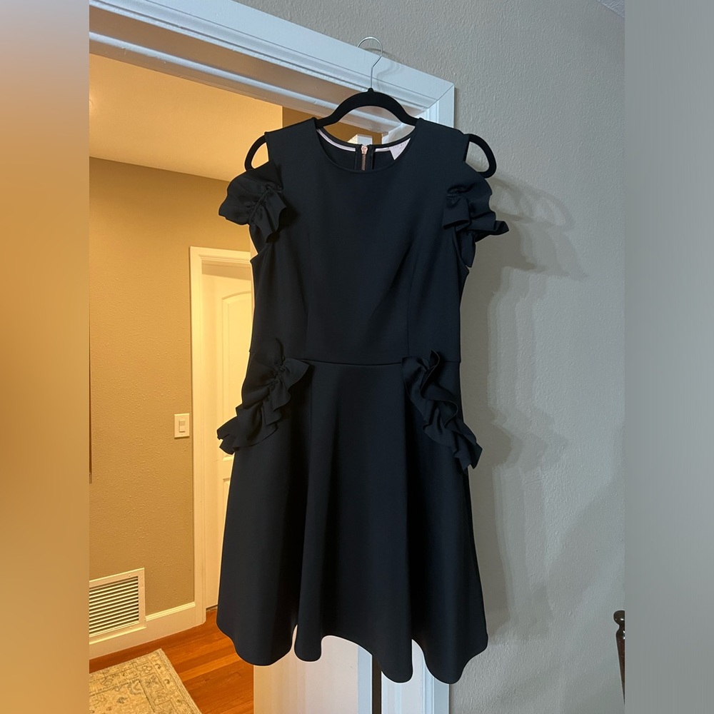 Ted Baker Fit and Flare Black Dress, Size 3 (Euro) size 6 to 8 (US)